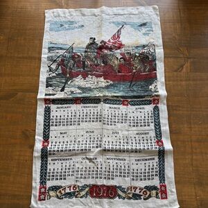 VTG 1976 Calendar Linen Tea Towel-George Washington Crossing the Delaware-USA